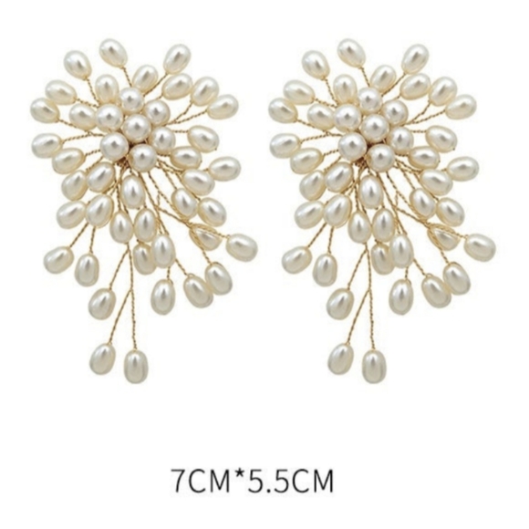 AHED Project Fireworks Pearl Vines Statement Wedding Earrings - Picture 7 of 8